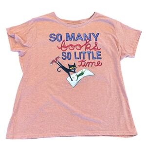 Instant Message Pete the Cat So Many Books So Little Time Graphic Tee Peach XL